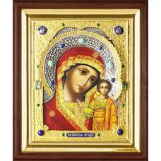 Казанская икона Божией матери в ризе и деревянном киоте (арт. 122409)