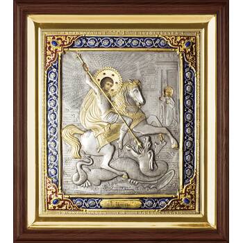 Икона Георгий Победоносец в ризе и деревянном киоте (арт. 1224093)