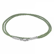 Шнурок для подвески из шелка оливкового цвета с серебряным застежкой 13171-11