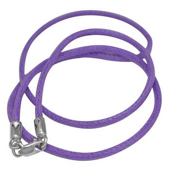 Хлопковый ювелирный шнурок фиолетового цвета с серебряной застежкой 13171-18