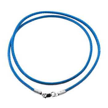 Шнурок на шею голубого цвета из нейлона с серебряной застежкой 13171-21