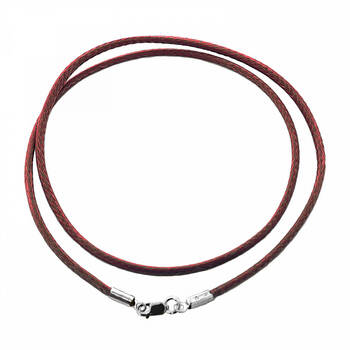 Шнурок на шею красного цвета из нейлона с серебряной застежкой 13171-22
