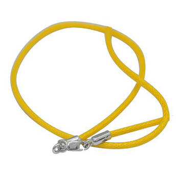 Шнурок на шею для крестика желтого цвета из хлопка с серебряной застежкой 13171-26