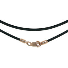 Каучуковый шнурок для крестика черного цвета с позолоченной застежкой 13172-32