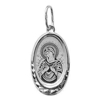 Нательный образок серебряная Ag 925 «Богородица (Семистрельная, Умягчение злых сердец)» (арт. 13121-134)