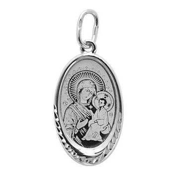 Образок нательный серебро Ag 925 «Богородица (Тихвинская)» (арт. 13121-136)