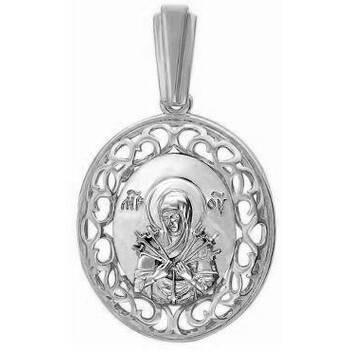 Нательный образок «Богородица (Семистрельная, Умягчение злых сердец)» серебро Ag 925 (арт. 13121-31)