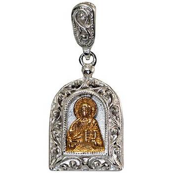 Нательная подвеска «Господь Вседержитель» из серебра с золотой вставкой (арт. 13121-327)