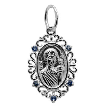 Нательный образок «Богородица (Семистрельная, Умягчение злых сердец)» серебро Ag 925 (арт. 13121-38)