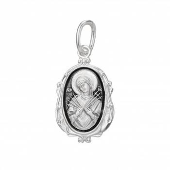 Нательный образок серебряная Ag 925 «Богородица (Семистрельная, Умягчение злых сердец)» (арт. 13121-508)