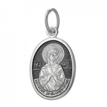 Нательная иконка «Богородица (Семистрельная, Умягчение злых сердец)» серебро Ag 925 (арт. 13121-517)