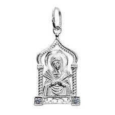 Образок нательный «Богородица (Семистрельная, Умягчение злых сердец)» серебряная Ag 925 (арт. 13121-524)