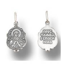 Образок нательный из серебра Ag 925 «Богородица (Семистрельная, Умягчение злых сердец)» (арт. 13121-611)