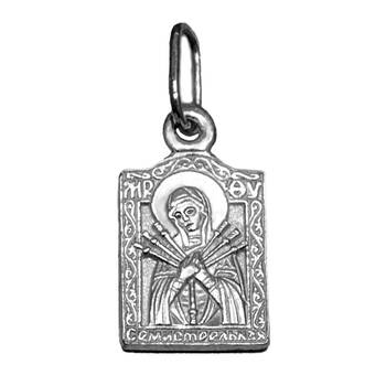 Образок нательный «Богородица (Семистрельная, Умягчение злых сердец)» серебряная Ag 925 (арт. 13121-632)