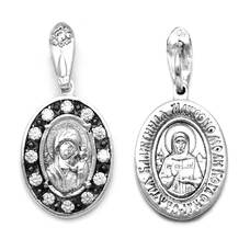 Образок нательный «Богородица, Матрона Московская» серебро Ag 925 (арт. 13121-638)