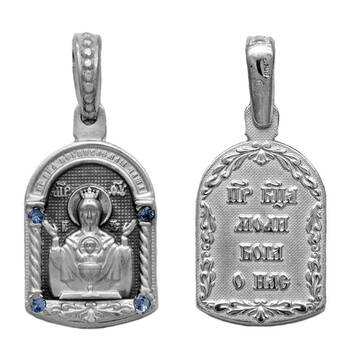 Нательный образок из серебра Ag 925 «Богородица (Неупиваемая чаша)» (арт. 13121-649)