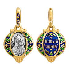 Нательная иконка серебро Ag 925 «Богородица (Казанская)» (арт. 13122-146)