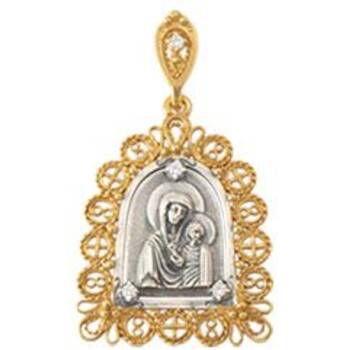 Натальная иконка «Богородица (Семистрельная, Умягчение злых сердец)» серебро Ag 925 (арт. 13122-19)