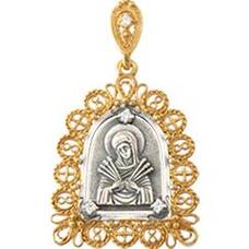 Подвеска «Богородица (Семистрельная, Умягчение злых сердец)» серебряная Ag 925 (арт. 13122-20)