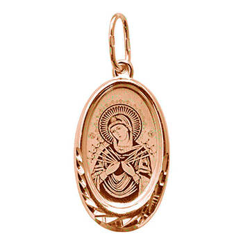 Образок нательный «Богородица (Семистрельная, Умягчение злых сердец)» из серебра Ag 925 (арт. 13122-21)