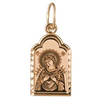 Образок нательный серебряная Ag 925 «Богородица (Семистрельная, Умягчение злых сердец)» (арт. 13122-216)