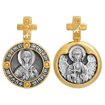 Образок нательный серебро Ag 925 «Анастасия Узорешительница, Ангел Хранитель» (арт. 13122-72)