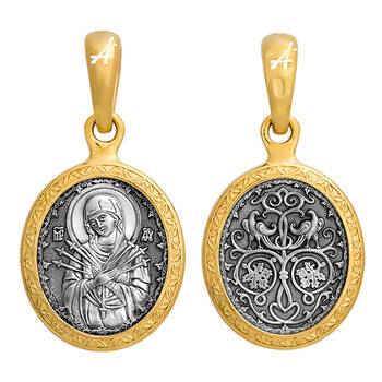 Нательный образок из серебра Ag 925 «Богородица (Семистрельная, Умягчение злых сердец)» (арт. 13122-76)