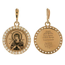 Нательная иконка из золота Au 585 «Богородица (Семистрельная, Умягчение злых сердец)» (арт. 13123-164)