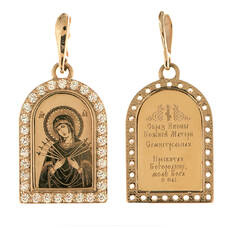 Образок из золота Au 585 «Богородица (Семистрельная, Умягчение злых сердец)» (арт. 13123-165)