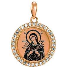 Образок золотая Au 585 «Богородица (Семистрельная, Умягчение злых сердец)» (арт. 13123-67)