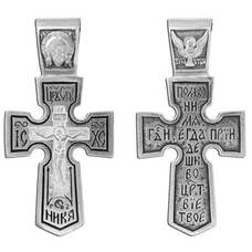 Крестик из серебра «Помяни мя, Господи, егда приидеши во Царствие Твое» (арт. 13111-1)