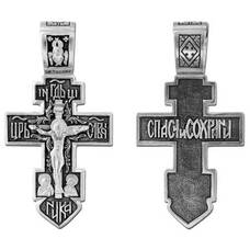 Крест православный серебряный мужской 13111-105