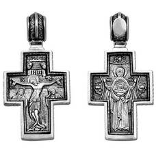 Серебряный православный крестик для женщины 13111-136