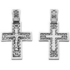 Серебряный православный крестик для женщины 13111-160