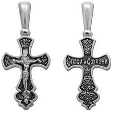 Серебряный православный крестик для женщины 13111-217