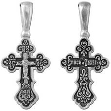 Серебряный православный крестик для женщины 13111-229