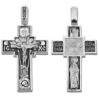Крест нательный серебро «Богородица (Знамение)» (арт. 13111-23)