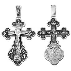 Крестик православный серебряный «Богородица (Казанская)» (арт. 13111-26)