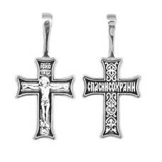 Крест православный серебро «Спаси и сохрани» (арт. 13111-359)