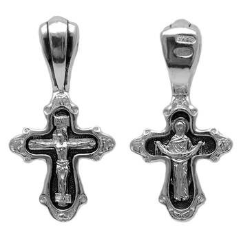 Крест серебряный «Богородица (Покрова)» (арт. 13111-389)