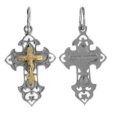 Крестик из серебра и золота Au 585 (арт. 13111-461)