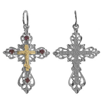 Крест из серебра и золота Au 585 (арт. 13111-467)