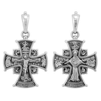 Крестик православный из серебра «Богородица (Семистрельная)» (арт. 13111-530)