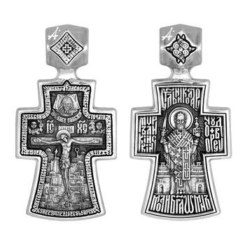 Крестик нательный из серебра «Николай ЧудотворецДа воскреснет Бог...» (арт. 13111-538)
