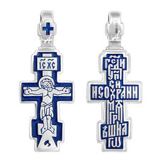 Крест православный из серебра «Господи, спаси и сохрани мя» (арт. 13111-554)