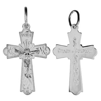 Крест серебро «Спаси и сохрани» (арт. 13111-566)