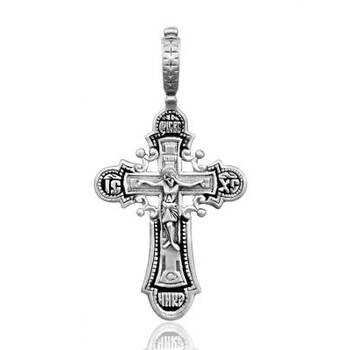 Крестик нательный из серебра «Да воскреснет Бог...» (арт. 13111-589)
