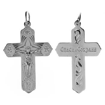 Крест нательный серебряный «Спаси и сохрани» (арт. 13111-680)