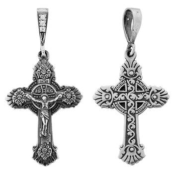 Крестик нательный из серебра «Спаси и сохрани» (арт. 13111-696)