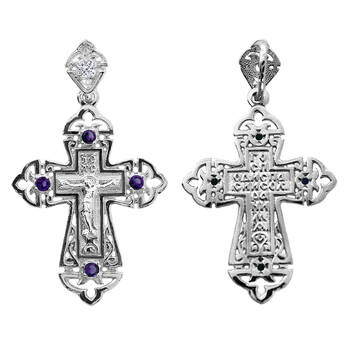 Крестик православный серебряный «Спаси и сохрани» (арт. 13111-759)